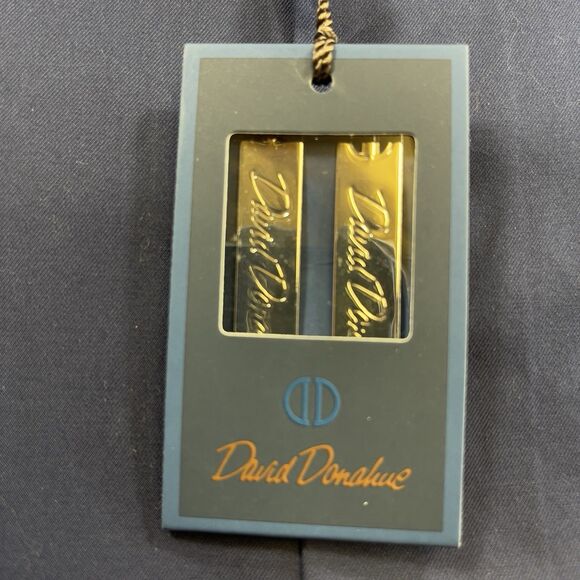 Donald Donahue Trim Fit Dress Shirt Mens 16 36/37 Navy Blue TRTDS888000 NWT $155 - Picture 6 of 16